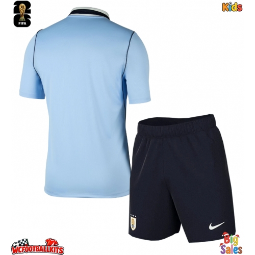 Uruguay Replica Home Stadium Kit for Kids World Cup 2026 Short Sleeve (+ pants)